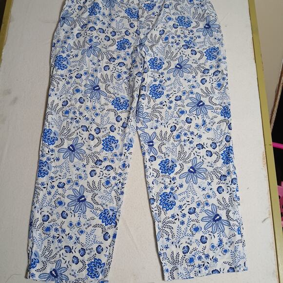 Stella Parker Flowy Cropped Pants - Blue Floral Size XXL NWT - Picture 1 of 10